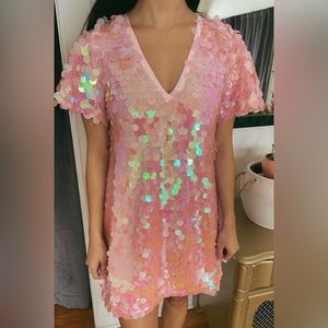 NWT BUDDYLOVE TAYA SEQUIN SHORT DRESS COLOR: BLUSH SIZE: XS